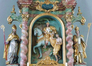 Sankt Martin im Hochaltar der Pellheimer Filialkirche Unterbachern